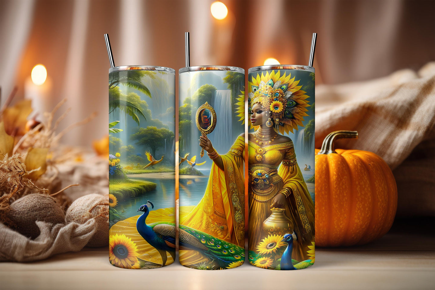 Oshun Tumbler, 20oz Orisha Tumbler, Iyalode Tumbler, African Yoruba Deity Gift, Santeria Art