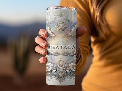 Obatala Tumbler, Obatala 20oz Tumbler, Yoruba Lukumi Drinkware, Sacred Spirituality Gift, Santeria Art