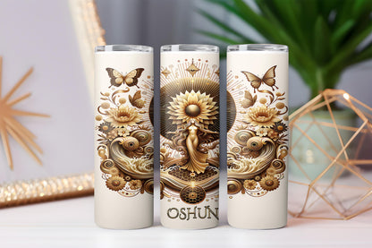 Oshun Tumbler, 20oz Iyalode Tumbler, African Yoruba Deity Gift, Santeria Art Tumbler