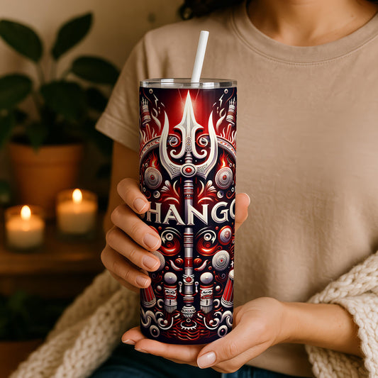 Shango Orisha 20oz Tumbler, Yoruba Divinity Art, Spiritual Gift, Afro-Caribbean God, Unique Sanyteria Beverage Cup, Orisha Shango Tumbler