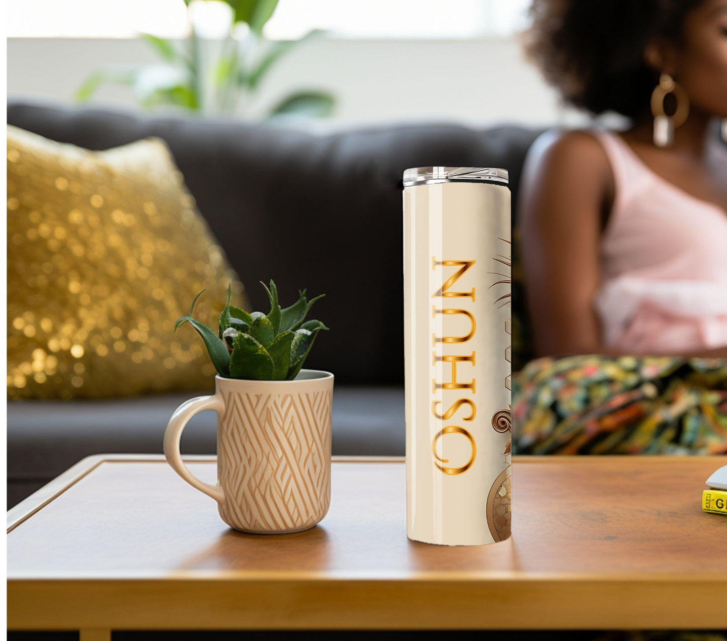 Oshun 20oz Tumbler, Orisha Oshun Tumbler, Yoruba Lukumi Deity Sacred Art, Spiritual Gift, Santeria Art