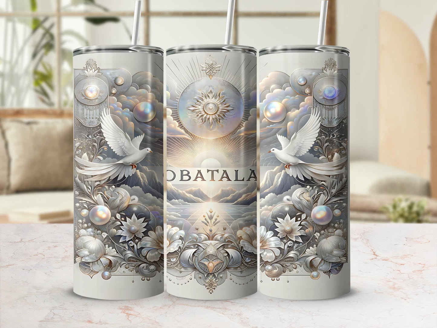 Obatala Tumbler, Obatala 20oz Tumbler, Yoruba Lukumi Drinkware, Sacred Spirituality Gift, Santeria Art
