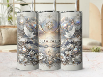 Obatala Tumbler, Obatala 20oz Tumbler, Yoruba Lukumi Drinkware, Sacred Spirituality Gift, Santeria Art