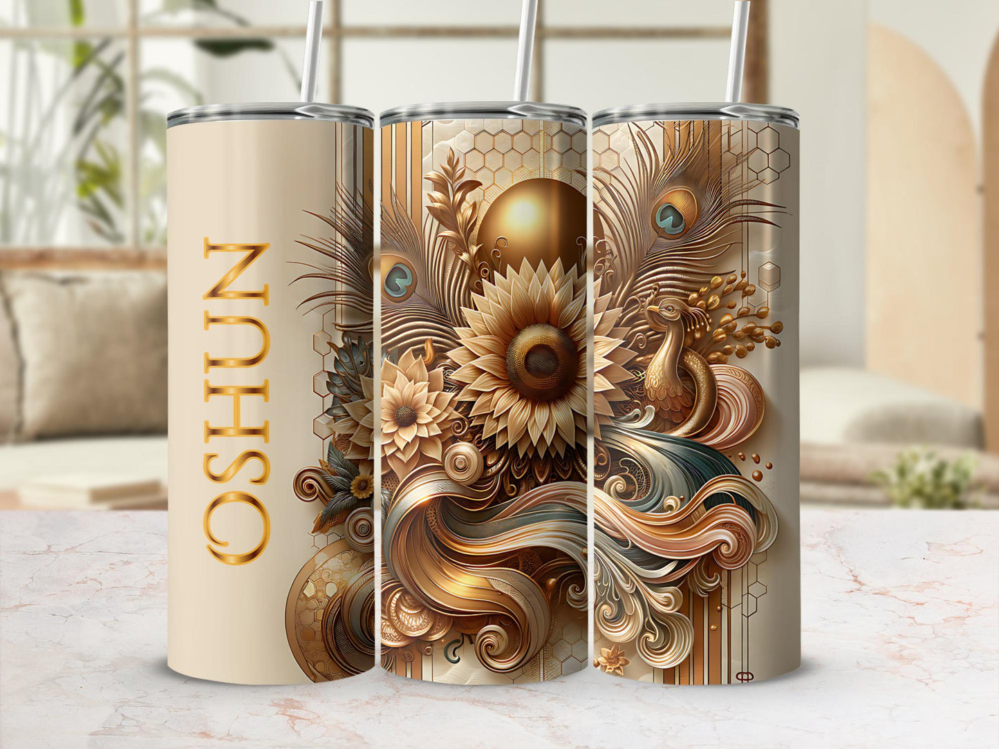 Oshun 20oz Tumbler, Orisha Oshun Tumbler, Yoruba Lukumi Deity Sacred Art, Spiritual Gift, Santeria Art