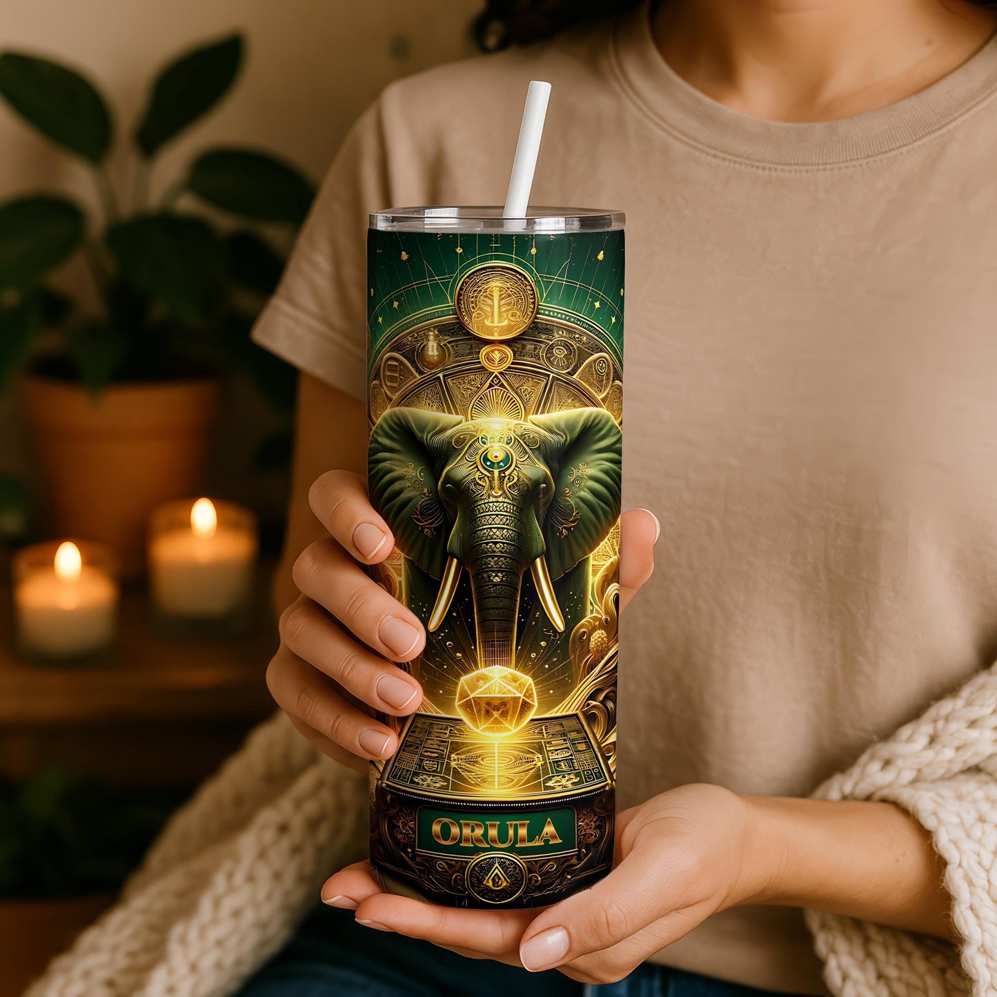 Orula Tumbler, Sacred Ifa Art 20oz Tumbler, Yoruba Divine Wisdom Mug, Spiritual Gift