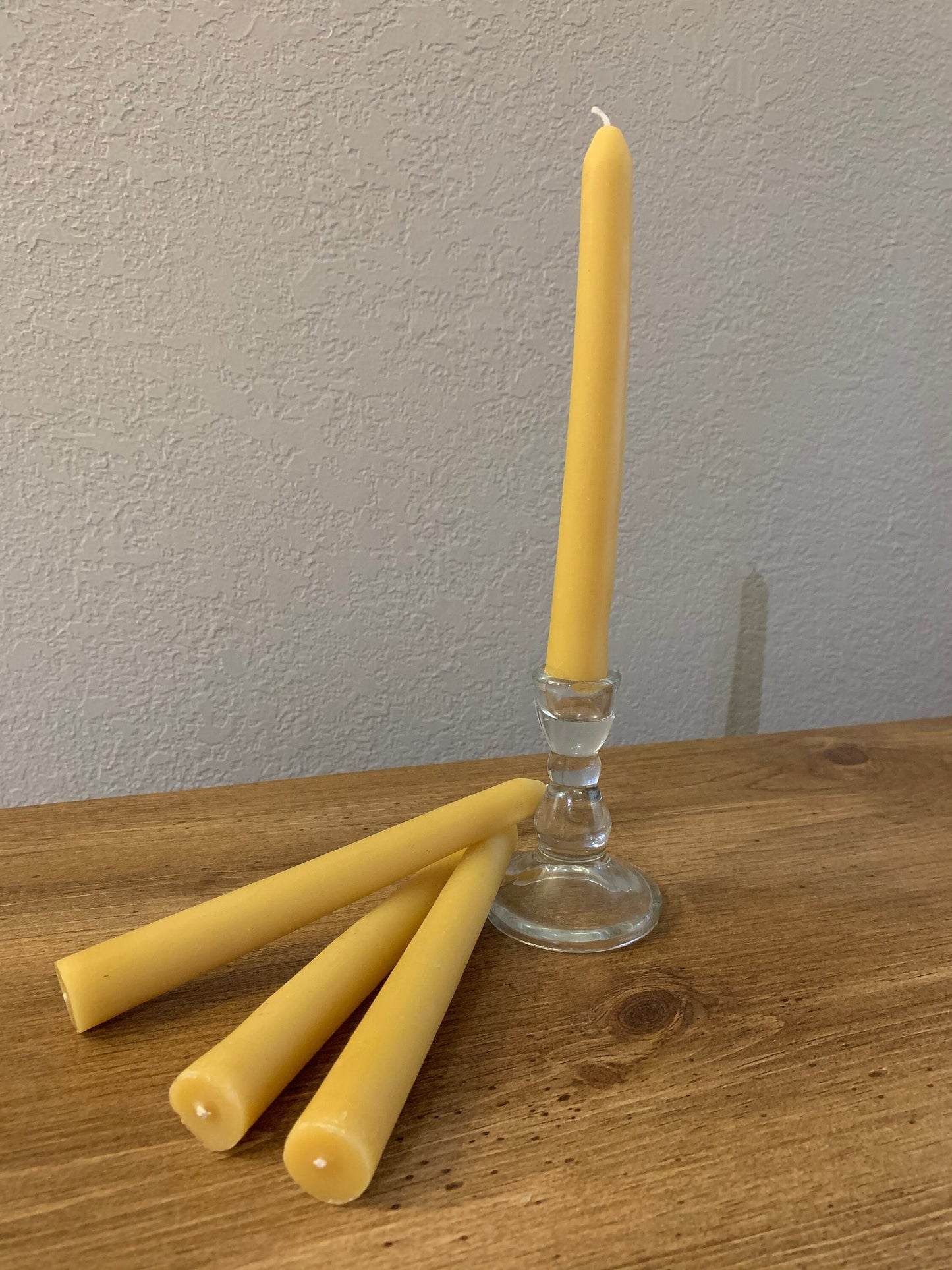 100 % Pure Beeswax Taper Candles ~ 7" Long ~ Set of 4 ~ White Beeswax ~ Yellow Beeswax ~ Hand poured with love.