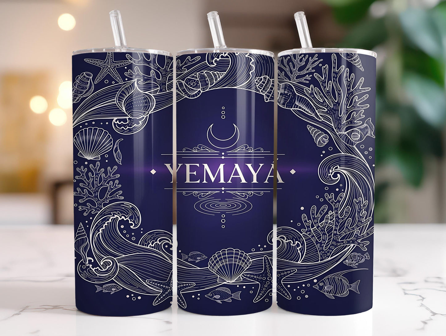 Yemayá 20oz Tumbler, Yoruba Lukumi Art Tumbler, Unique Spiritual Gift Sacred Spirituality Gift