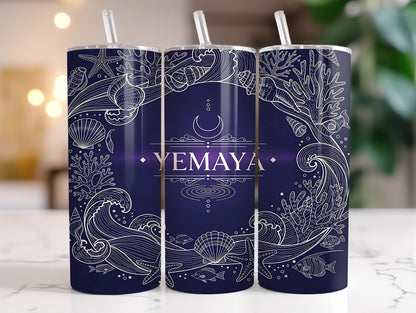 Yemayá 20oz Tumbler, Yoruba Lukumi Art Tumbler, Unique Spiritual Gift Sacred Spirituality Gift