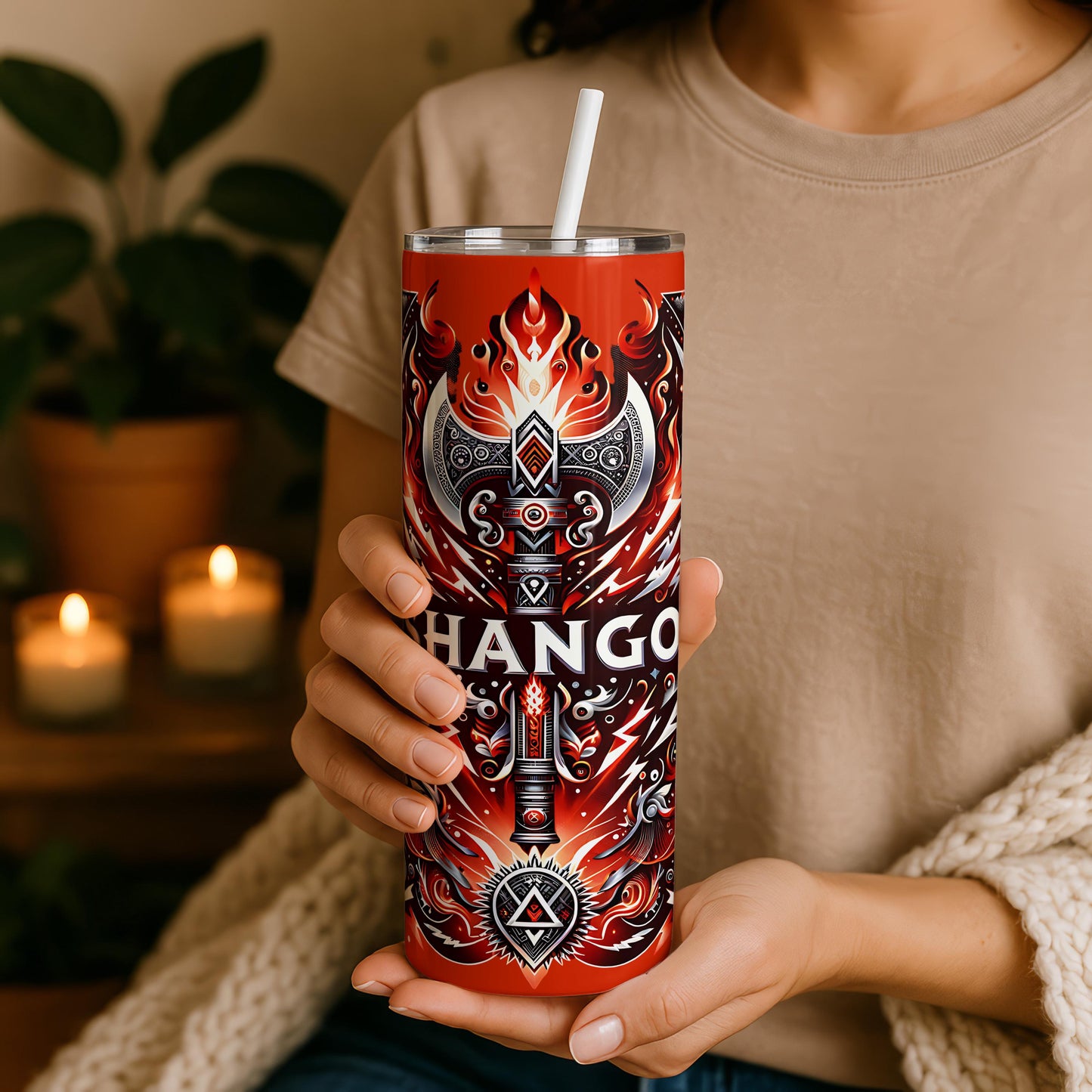 Shango Orisha Tumbler, Shango 20oz Tumbler,  Yoruba Deity African Art, Spiritual Gift