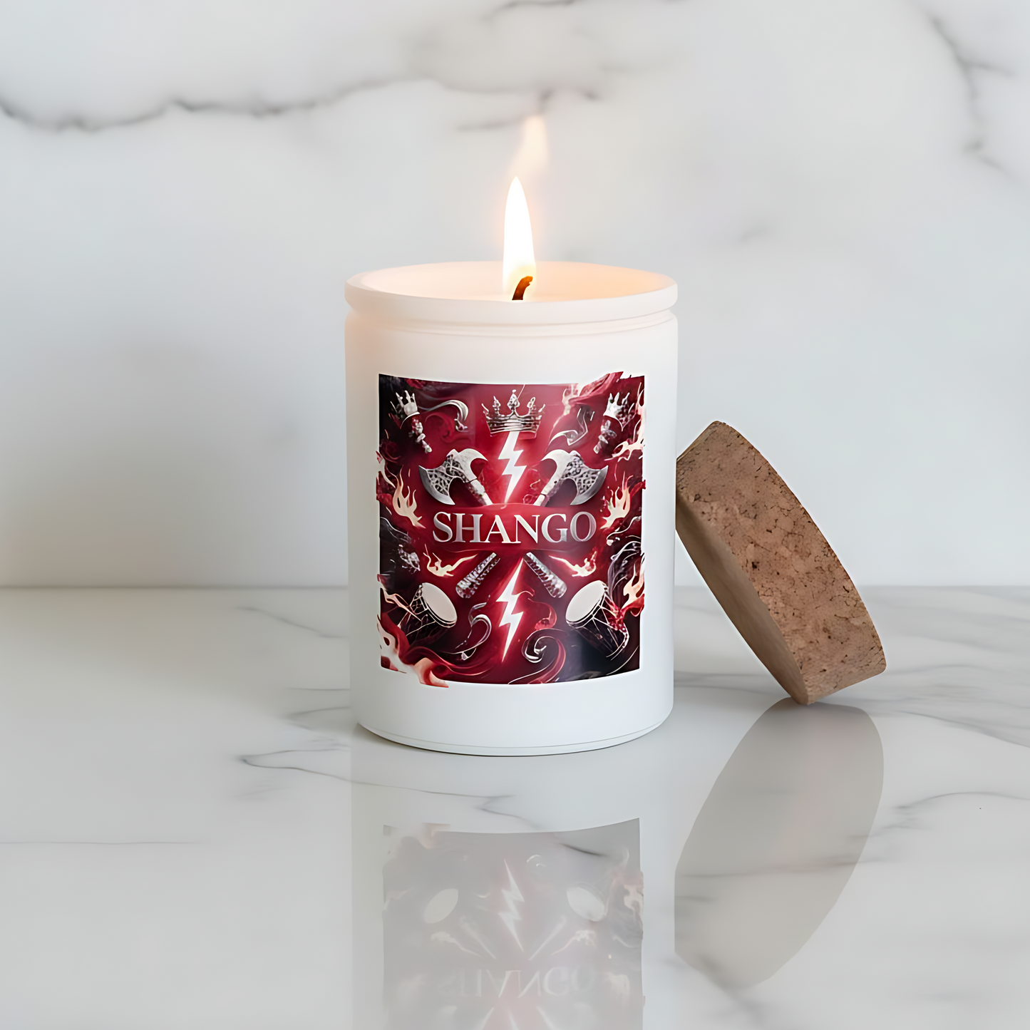 Shango Candle, 12oz Orisha Shango Candle, Handmade Soy Candle, Spiritual Decor & Handmade Altar Candle, Spiritual Gift, Santeria Candle