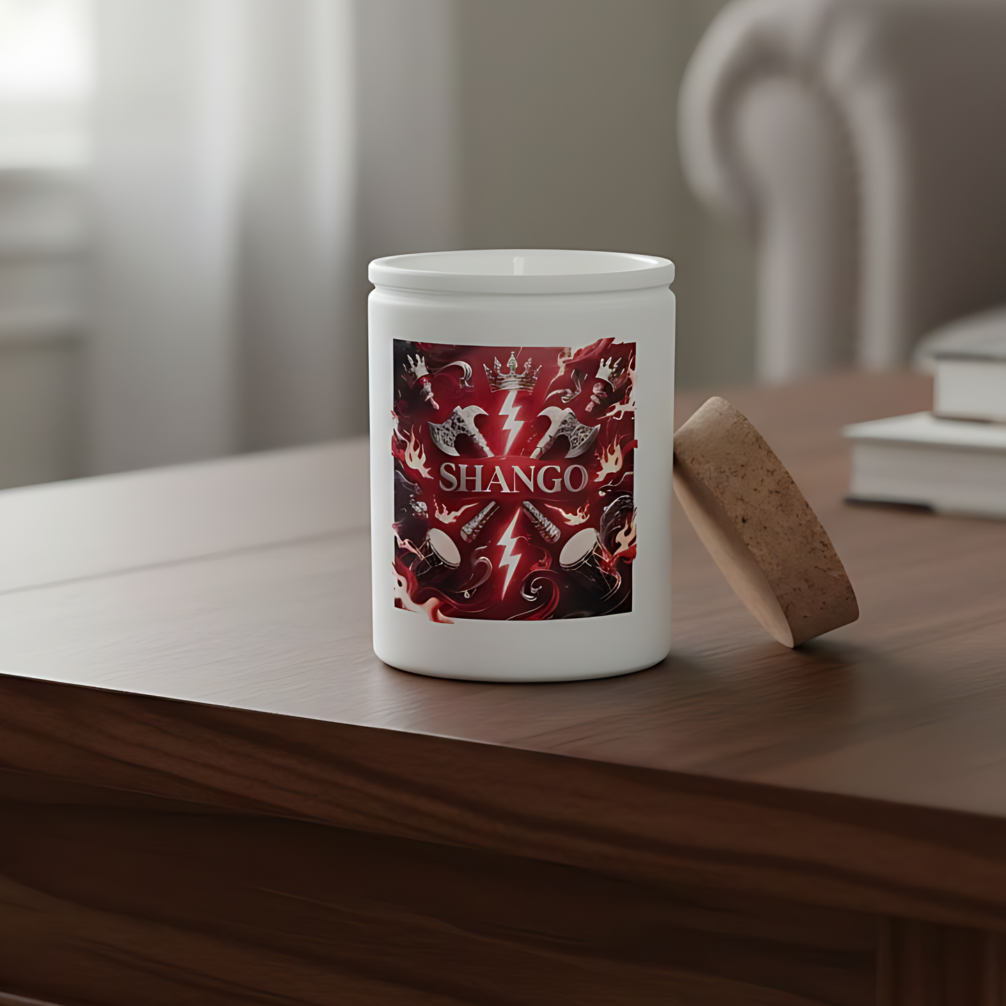 Shango Candle, 12oz Orisha Shango Candle, Handmade Soy Candle, Spiritual Decor & Handmade Altar Candle, Spiritual Gift, Santeria Candle