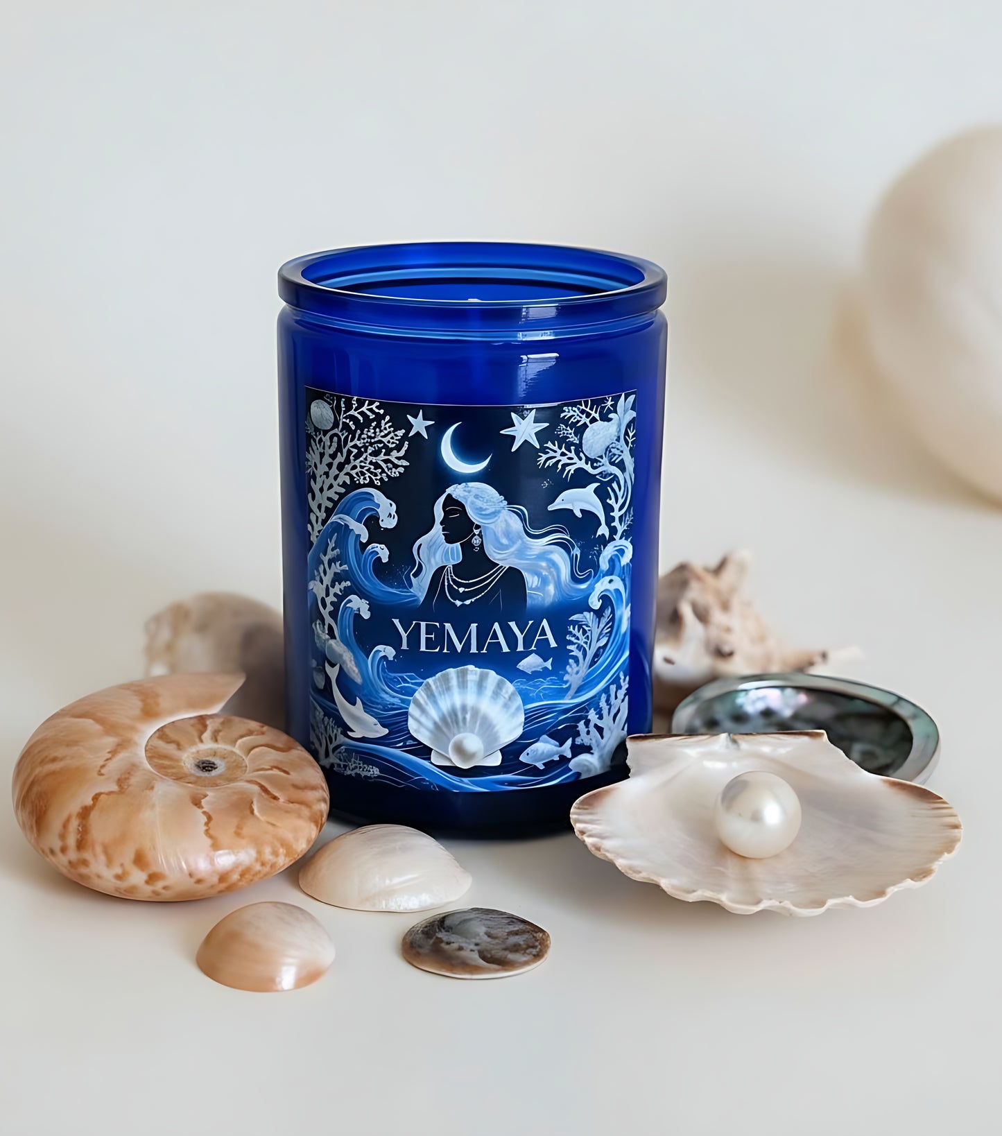 Yemaya Candle, Orisha Yemaya Inspired Candle, 12 oz Handpoured Soy Scented Candle, Yemaya Ritual Candle, Santeria Candle, Oni Yemaya Candle
